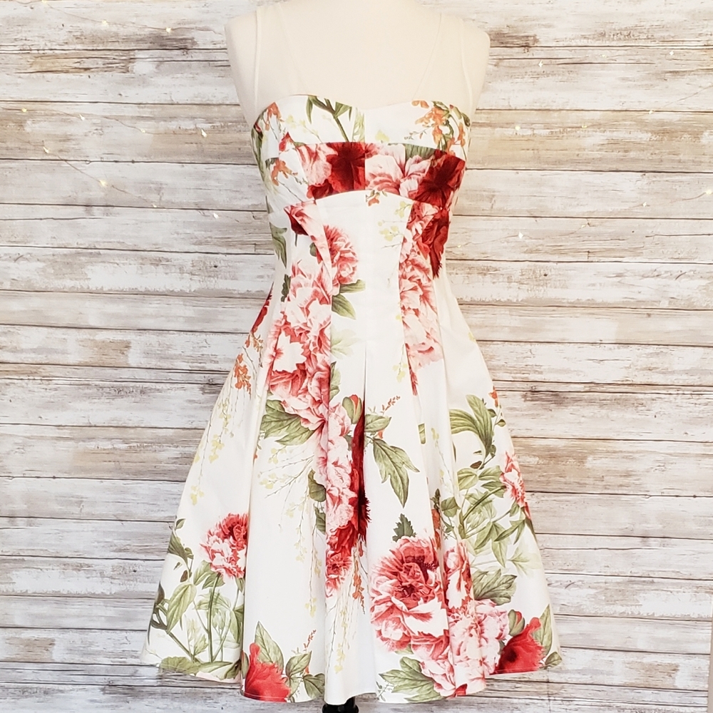 Karen Millen Floral Dress w Tulle Petticoat Sz 6